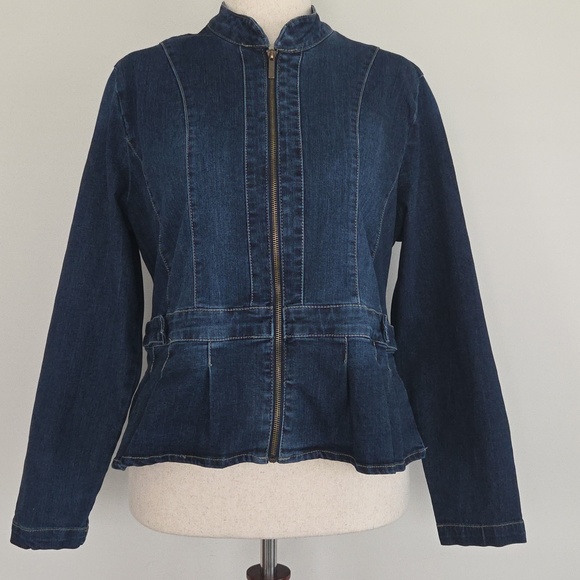 Baccini Jackets & Blazers - Baccini Navy Blue Denim Jacket Size XL